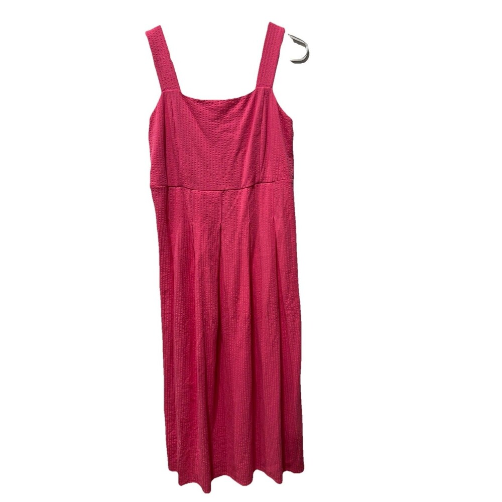 Boden Strappy Seersucker Midi Dress in Festival Pink Size 8R - Picture 3 of 10